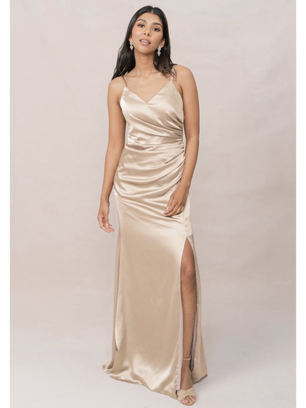NWT Revelry Gold Champagne Rory Satin Dress Size 18